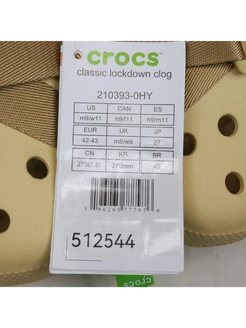 Crocs Classic Lockdown Clog Mens Size 9 Womens 11 Beige With Red Details